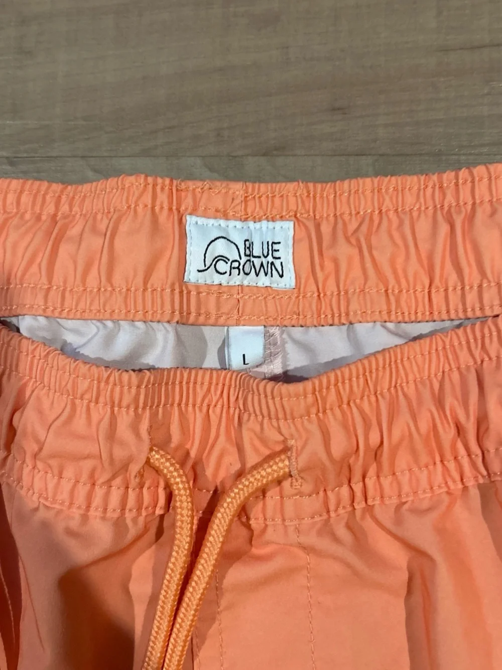 Men's Bright Orange Elastic-Waist Swim Trunks